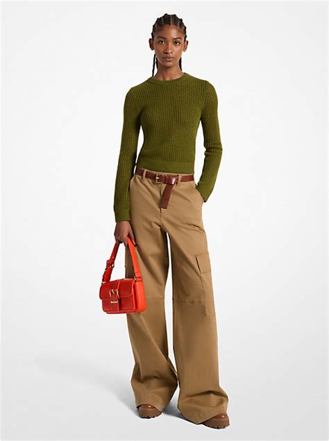 michael kors olive green sweater|Merino Wool Mesh Sweater .